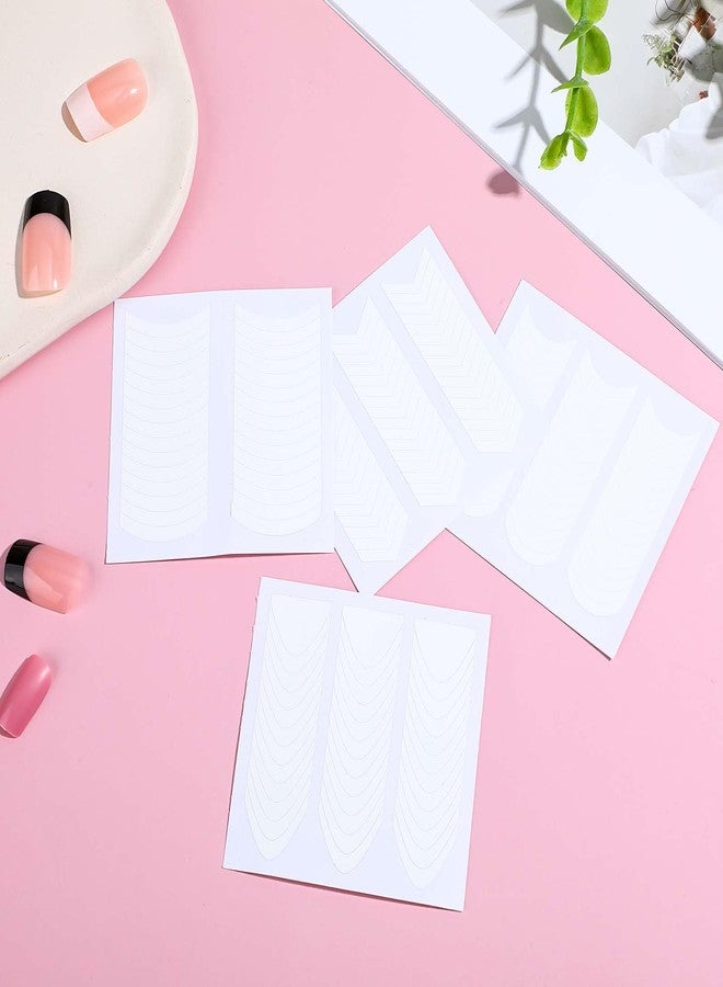 Guduling 1620 Pcs French Tip Stencils for Nails,Self-Adhesive French Nail Tip Stickers,4 Different Designs White Nails Frenchs Tips Sticker for DIY Decoration Stencil Tools(1620 pcs) - Image 5